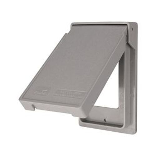 Main product image of Non-Metallic Gfci Or Decorator Cover, Self-Closing, Surface Mount, Gray, Wet, 1-Gang, Vertical, S2966