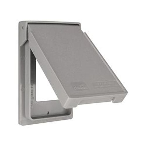 Main product image of Non-Metallic Gfci Or Decorator Cover, Self-Closing, Surface Mount, Gray, Wet, 1-Gang, Vertical, S2966