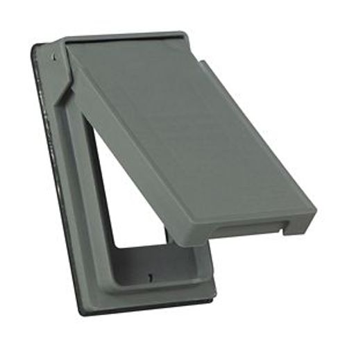 Main product image of Non-Metallic Gfci Or Decorator Cover, Self-Closing, Surface Mount, Gray, Wet, 1-Gang, Vertical, S2966