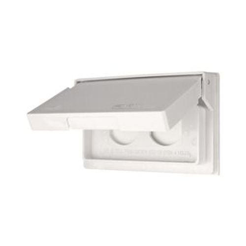 Main product image of Non-Metallic Duplex Receptacle Cover, Self-Closing, Surface Mount, White, Wet, 1-Gang, S3962W-SP
