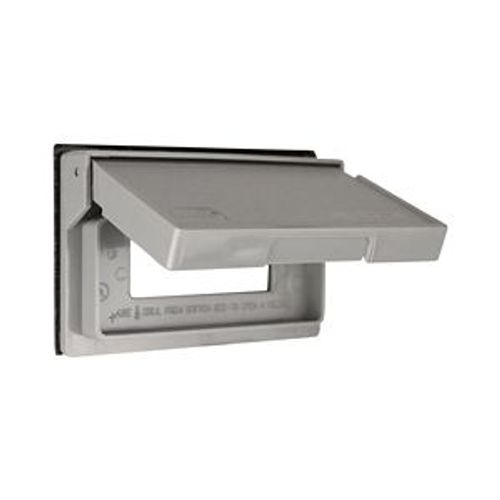 Main product image of Non-Metallic Gfci Or Decorator Cover, Self-Closing, Surface Mount, Gray, Wet, 1-Gang, Horizontal, S3966