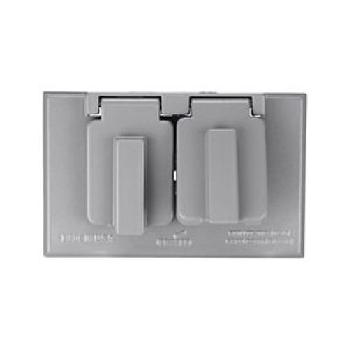 Main product image of 2 Lid Duplex Receptacle Cover, (2) Self-Closing Lids, Surface Mount, Gray, 1-Gang, S989-SP