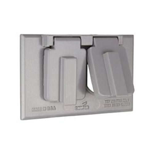 Main product image of 2 Lid Duplex Receptacle Cover, (2) Self-Closing Lids, Surface Mount, Gray, 1-Gang, S989-SP