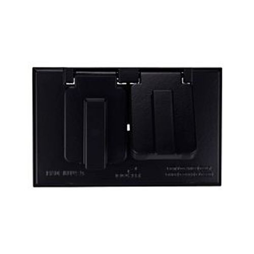 Main product image of 2 Lid Duplex Receptacle Cover, (2) Self-Closing Lids, Surface Mount, Black, 1-Gang, S989BLK