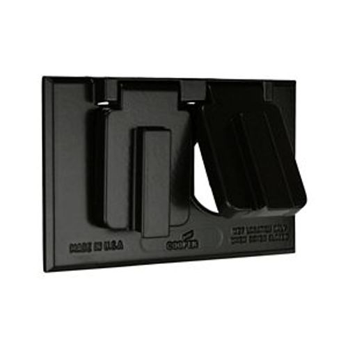 Main product image of 2 Lid Duplex Receptacle Cover, (2) Self-Closing Lids, Surface Mount, Black, 1-Gang, S989BLK