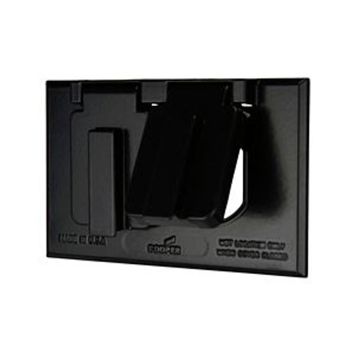 Main product image of 2 Lid Duplex Receptacle Cover, (2) Self-Closing Lids, Surface Mount, Black, 1-Gang, S989BLK