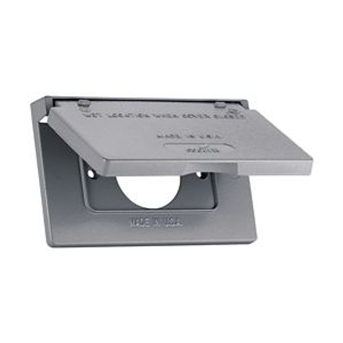 Main product image of Metal Weatherproof Receptacle Cover, Self-Closing, Surface Mount, Gray, 1-Gang, S992-SP
