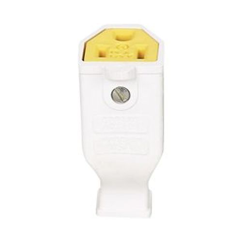 Main product image of Straight Blade Connector, #14 Awg 15A 125V, White, Impact-Resistant 2-Pole 3-Wire, 0.33"" Dia., SA993W