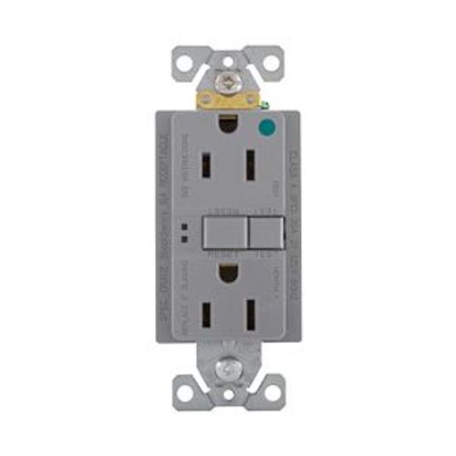 Main product image of Hospital Grade Gfci Receptacle, Nafta Compliant, Self-Test, #14 -10 Awg 15A 125V, Gfci, Gray, SGFH15FGY