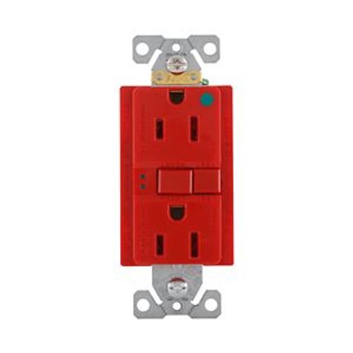 Main product image of Hospital Grade Gfci Receptacle, Nafta Compliant, Self-Test, #14 -10 Awg 15A 125V, Gfci, Red, SGFH15FRD