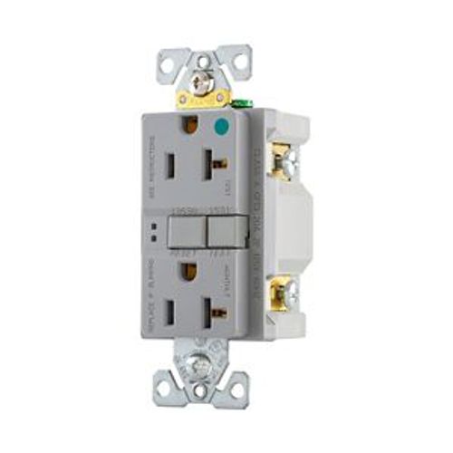 Main product image of Hospital Grade Gfci Receptacle, Nafta Compliant, Self-Test, #14 -10 Awg 20A 125V, Gfci, Gray, SGFH20FGY
