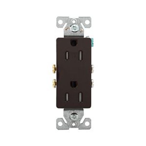 Main product image of Residential Duplex Receptacle, #14-10 Awg 15A 125V, Side & Push, Brown, TR1107-9B