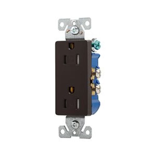 Main product image of Residential Duplex Receptacle, #14-10 Awg 15A 125V, Side & Push, Brown, TR1107-9B