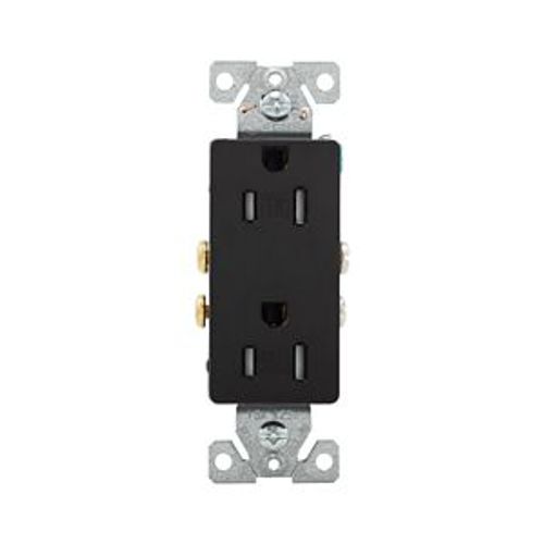 Main product image of Residential Duplex Receptacle, #14-10 Awg 15A 125V, Side & Push, Black, TR1107-9BK