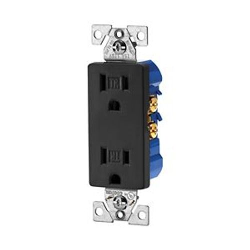 Main product image of Residential Duplex Receptacle, #14-10 Awg 15A 125V, Side & Push, Black, TR1107-9BK