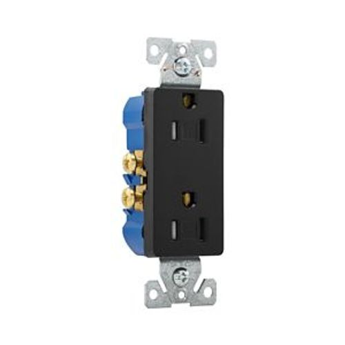 Main product image of Residential Duplex Receptacle, #14-10 Awg 15A 125V, Side & Push, Black, TR1107-9BK