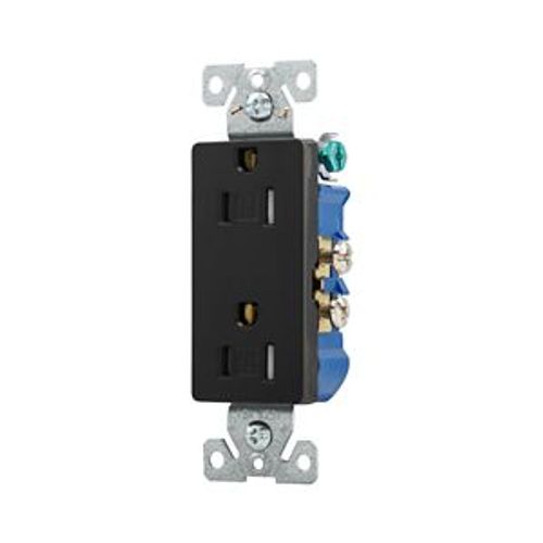 Main product image of Residential Duplex Receptacle, #14-10 Awg 15A 125V, Side & Push, Black, TR1107-9BK