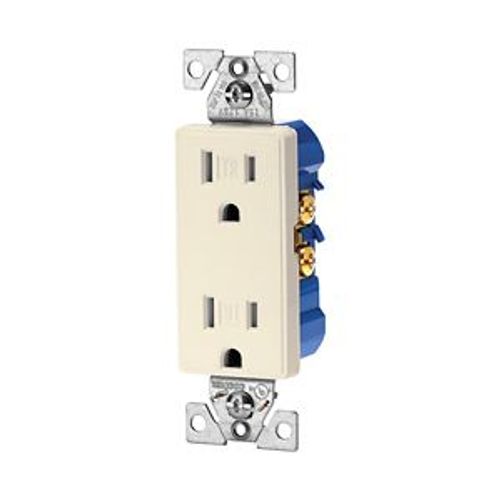 Main product image of Residential Duplex Receptacle, #14-10 Awg 15A 125V, Side, Push, Light Almond Auto-Grounding, TR1107-9LA