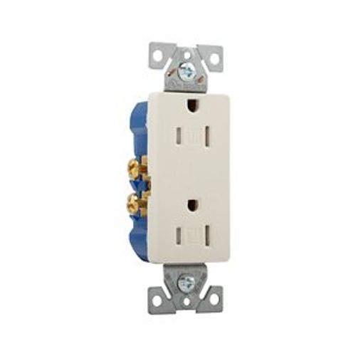 Main product image of Residential Duplex Receptacle, #14-10 Awg 15A 125V, Side, Push, Light Almond Auto-Grounding, TR1107-9LA