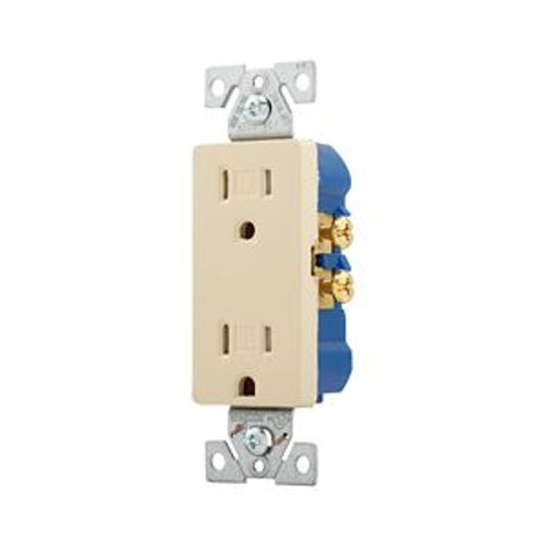 Main product image of Residential Duplex Receptacle, #14-10 Awg 15A 125V, Ivory Auto-Grounding, TR1107-9V