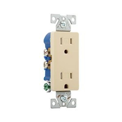 Main product image of Residential Duplex Receptacle, #14-10 Awg 15A 125V, Ivory Auto-Grounding, TR1107-9V