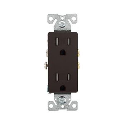 Main product image of Residential Duplex Receptacle, #14-10 Awg 15A 125V, Side & Push, Brown, TR1107B-BOX