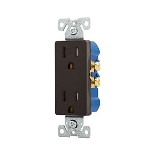Main product image of Residential Duplex Receptacle, #14-10 Awg 15A 125V, Side & Push, Brown, TR1107B-BOX