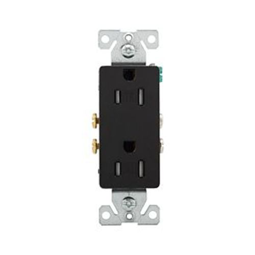 Main product image of Residential Duplex Receptacle, #14-10 Awg 15A 125V, Side & Push, Black, TR1107BKBXSP