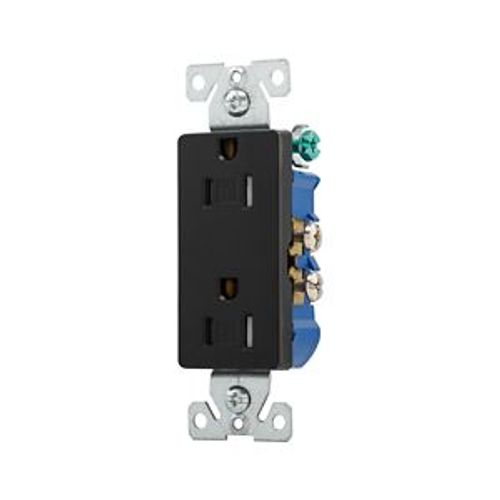 Main product image of Residential Duplex Receptacle, #14-10 Awg 15A 125V, Side & Push, Black, TR1107BKBXSP