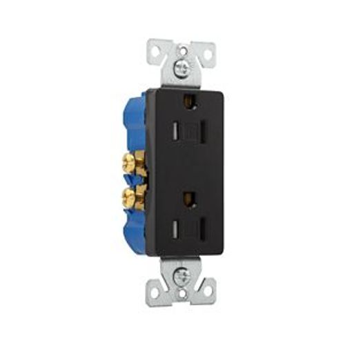 Main product image of Residential Duplex Receptacle, #14-10 Awg 15A 125V, Side & Push, Black, TR1107BKBXSP