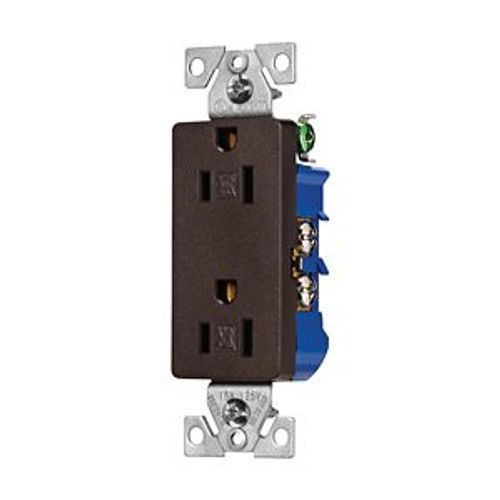 Main product image of Receptacle, 15A, 125V,Two-Pole, Thermoplastic, Brown, TR1107RB-SP-L