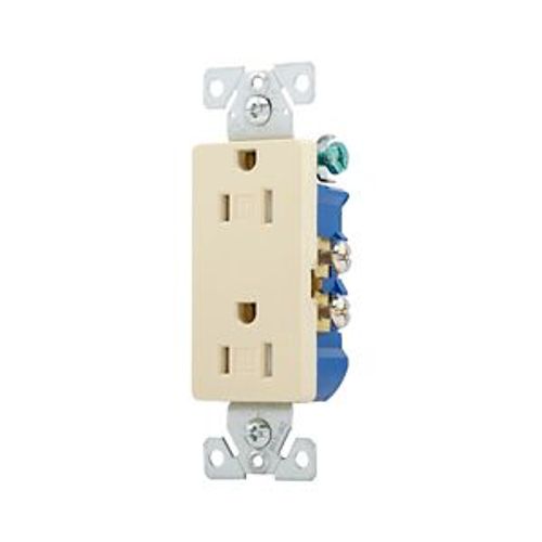 Main product image of Residential Duplex Receptacle, #14-10 Awg 15A 125V, Side & Push, Ivory, TR1107V-BOX