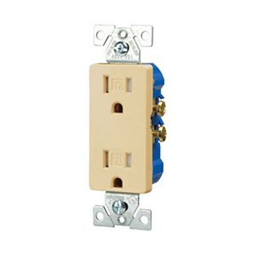 Main product image of Residential Duplex Receptacle, #14-10 Awg 15A 125V, Ivory Tamper-Resistant, TR1107V