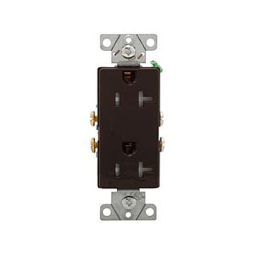 Main product image of Residential Duplex Receptacle, #14-10 Awg 20A 125V, Side Wire, Brown, Impact-Resistant, Pvc Body, TR1307B-BOX