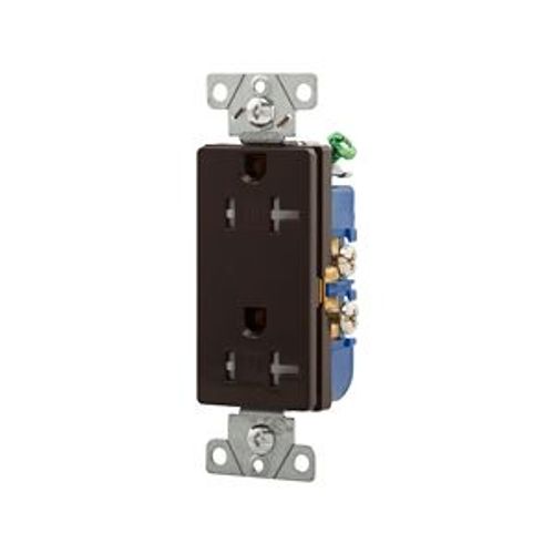 Main product image of Residential Duplex Receptacle, #14-10 Awg 20A 125V, Side Wire, Brown, Impact-Resistant, Pvc Body, TR1307B-BOX