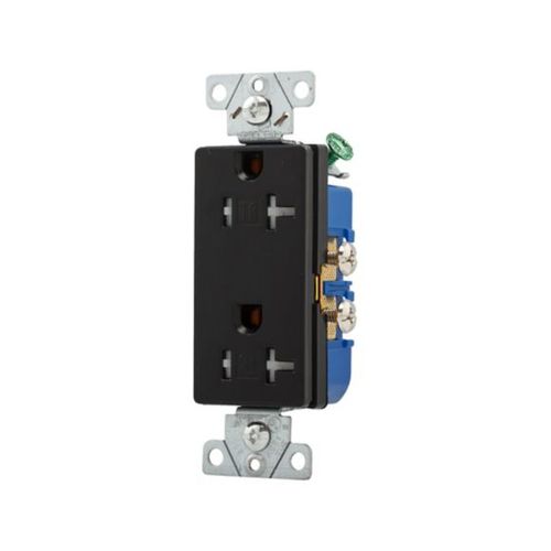 Main product image of Residential Duplex Receptacle, #14-10 Awg 20A 125V, Side Wire, Black, Impact-Resistant, Pvc Body, TR1307BK-BOX