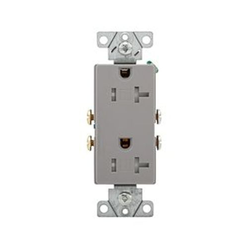 Main product image of Residential Duplex Receptacle, #14-10 Awg 20A 125V, Side Wire, Gray, Impact-Resistant, Pvc Body, TR1307GY-BOX