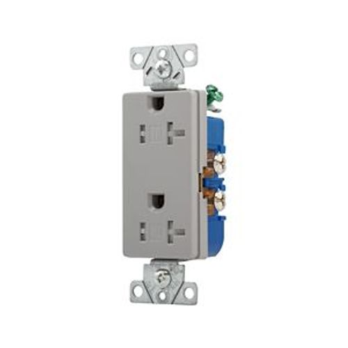 Main product image of Residential Duplex Receptacle, #14-10 Awg 20A 125V, Side Wire, Gray, Impact-Resistant, Pvc Body, TR1307GY-BOX