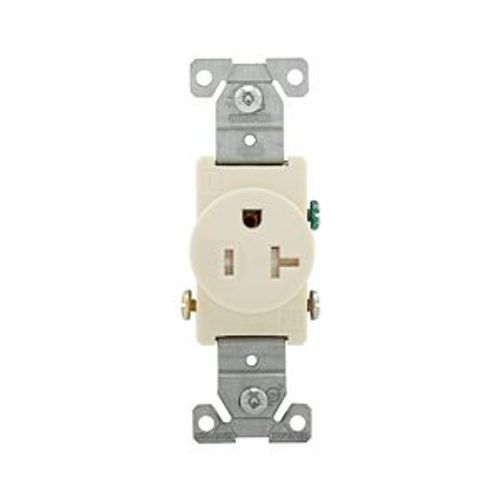 Main product image of Commercial Single Receptacle, #14-10 Awg 20A 125V, Side, Almond, Pvc Body, 5-20R, 2-Pole 3-Wire, TR1877A-BXSP