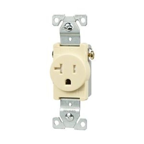 Main product image of Commercial Single Receptacle, #14-10 Awg 20A 125V, Side, Almond, Pvc Body, 5-20R, 2-Pole 3-Wire, TR1877A-BXSP