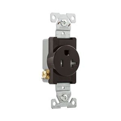 Main product image of Commercial Single Receptacle, #14-10 Awg 20A 125V, SideWire, Brown, Impact-Resistant, TR1877B-BXSP