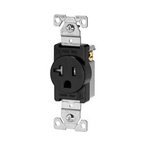 Main product image of Commercial Single Receptacle, #14-10 Awg 20A 125V, SideWire, Black, Impact-Resistant, TR1877BKBXSP