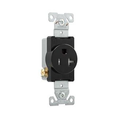 Main product image of Commercial Single Receptacle, #14-10 Awg 20A 125V, SideWire, Black, Impact-Resistant, TR1877BKBXSP