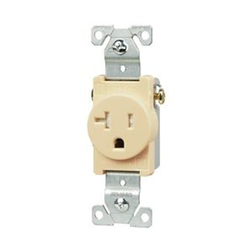 Main product image of Commercial Single Receptacle, #14-10 Awg 20A 125V, SideWire, Ivory, Impact-Resistant, TR1877V-BXSP