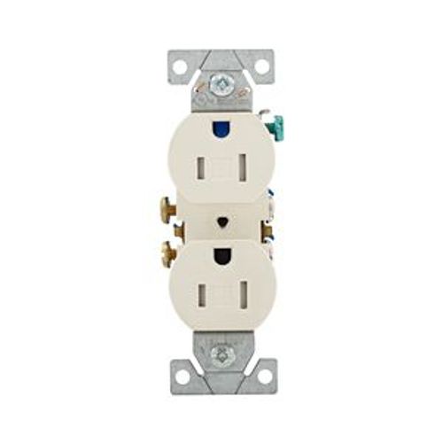 Main product image of Residential Duplex Receptacle, #14-10 Awg 15A 125V, Light Almond Auto Grounding, TR270-9LA