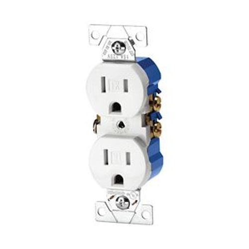 Main product image of Residential Duplex Receptacle, #14-10 Awg 15A 125V, SideAnd Push, Impact-Resistant, Pvc Body, TR270-9W