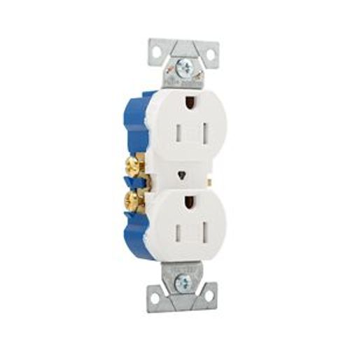 Main product image of Residential Duplex Receptacle, #14-10 Awg 15A 125V, SideAnd Push, Impact-Resistant, Pvc Body, TR270-9W