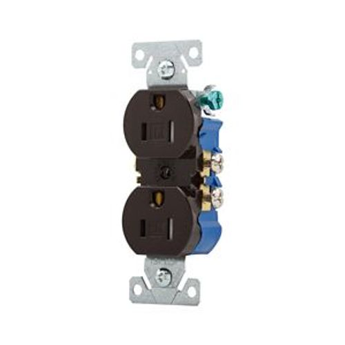Main product image of Residential Duplex Receptacle, #14-10 Awg 15A 125V, SideAnd Push, Brown, TR270B