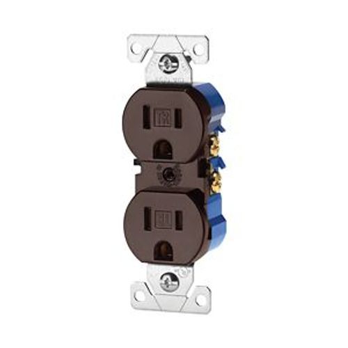 Main product image of Residential Duplex Receptacle, #14-10 Awg 15A 125V, SideAnd Push, Brown, TR270B