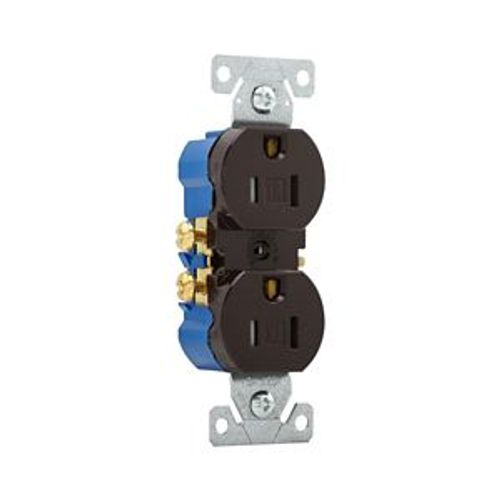 Main product image of Residential Duplex Receptacle, #14-10 Awg 15A 125V, SideAnd Push, Brown, TR270B